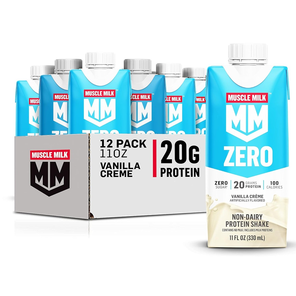 근육 우유 영 단백질 Shake, 바닐라 Crème, 11 Fl Oz 판지, 12 팩, 20g 단백질, 영 설탕, 100 칼로리, 칼슘, 비타민 A, C & D, 4g 섬유, Energizing 스낵, 포장 할 수있다 Vary, 12 개 (팩 1)