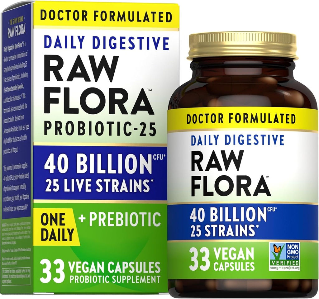 Nature's Truth Raw Flora Probiotic with Prebiotics | 40억 CFU | 일일 다이제스트 채식 캡슐 | 남성과 여성을위한 글루텐 무료 보충