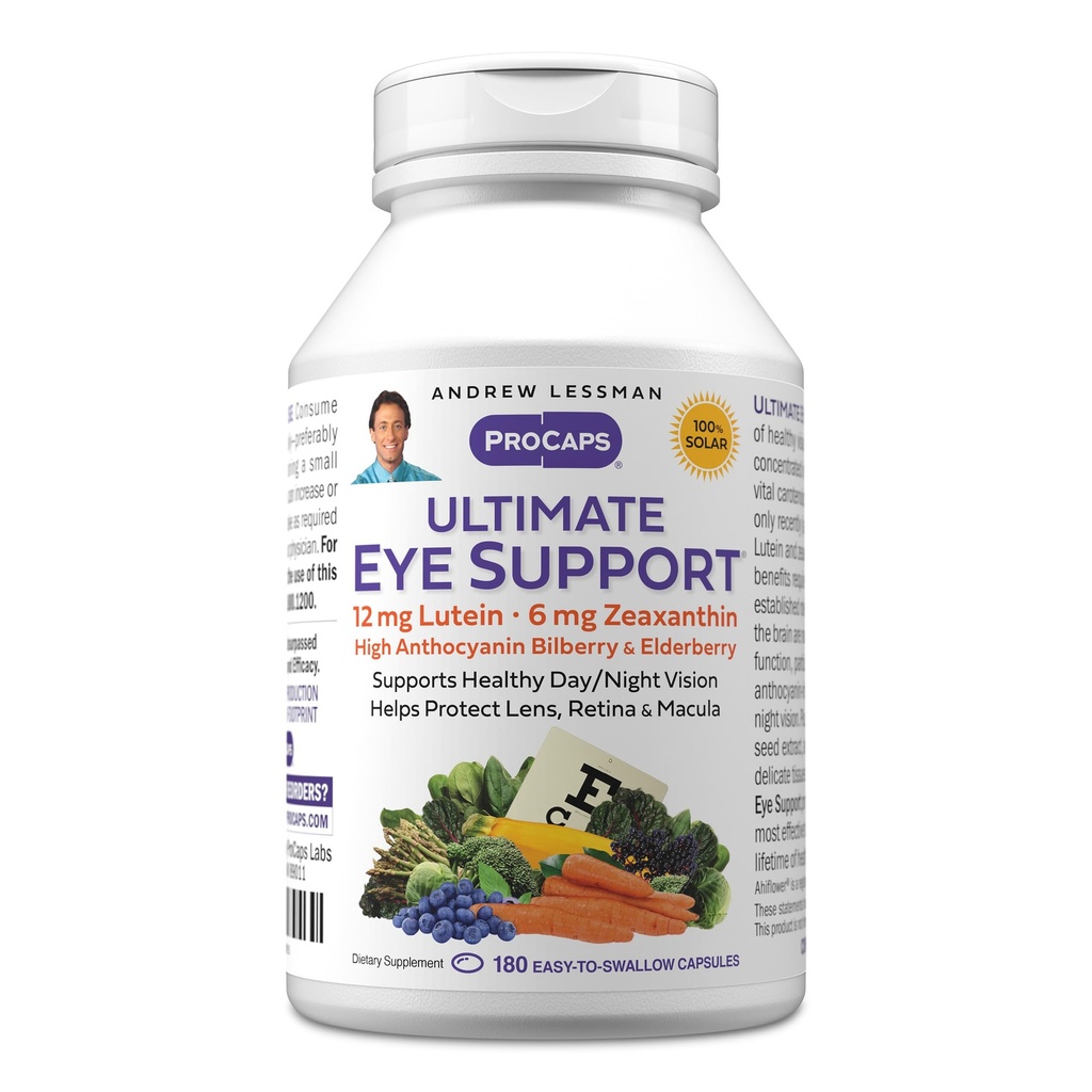ANDREW LESSMAN 궁극적 인 눈 지원 180 Softgels - 12mg Lutein, 6mg Zeaxanthin, Bilberry, 아이 건강을 지원하고 건강한 시각을 승진시키는 중요한 Nutrients. 첨가물 없음. 쉽게 삼키기 Softgels