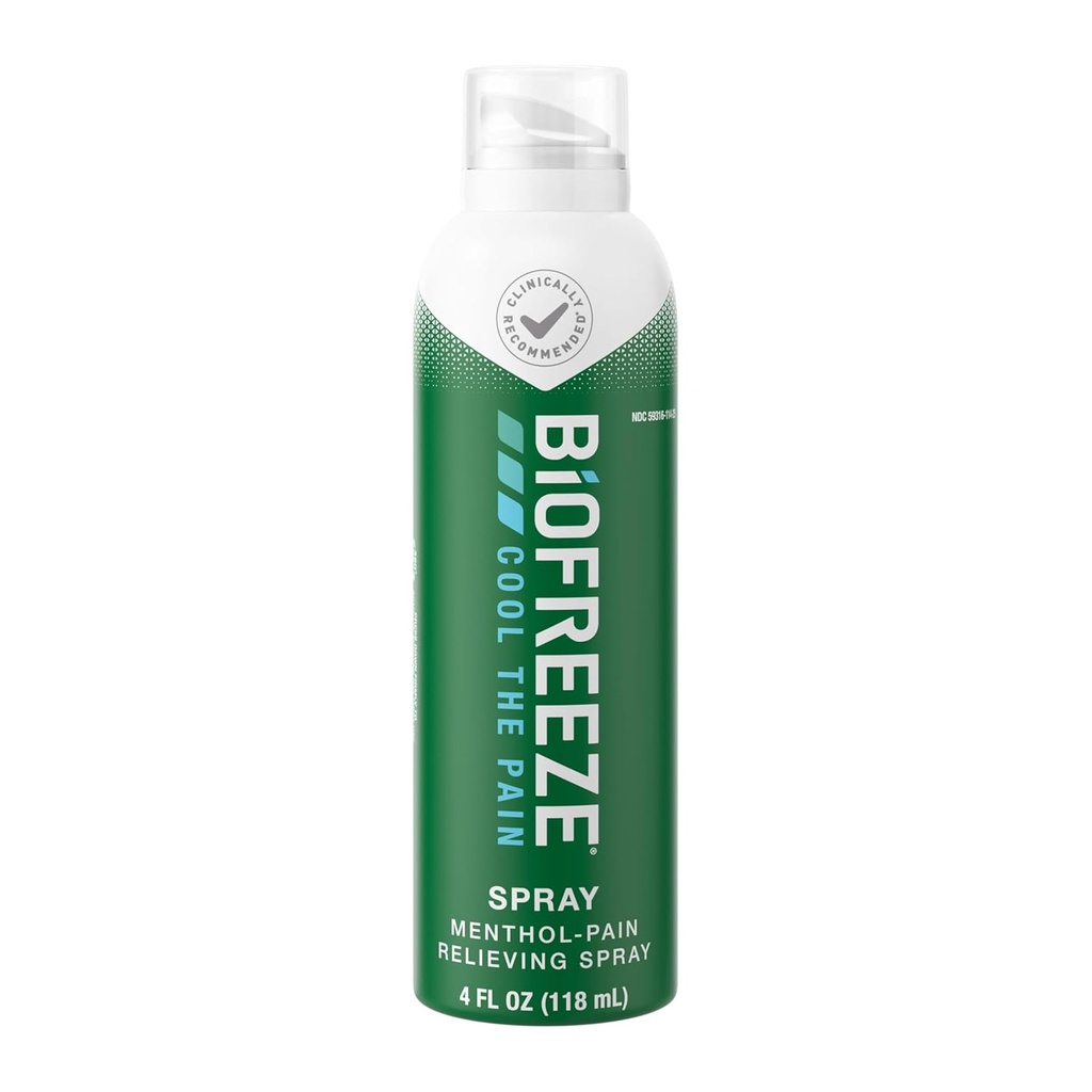 Biofreeze 통증 완화 스프레이, 관절염 통증 완화, 무릎 및 허리 통증 완화, 근육 완화, 목 통증 완화, 약사 권장, FSA Eligible, 4 FL OZ Biofreeze Menthol 스프레이