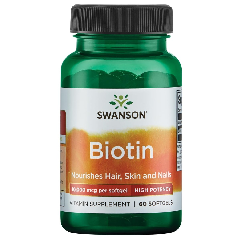 Swanson 최고 힘 Biotin 비타민 10000 mcg 60 Sgels