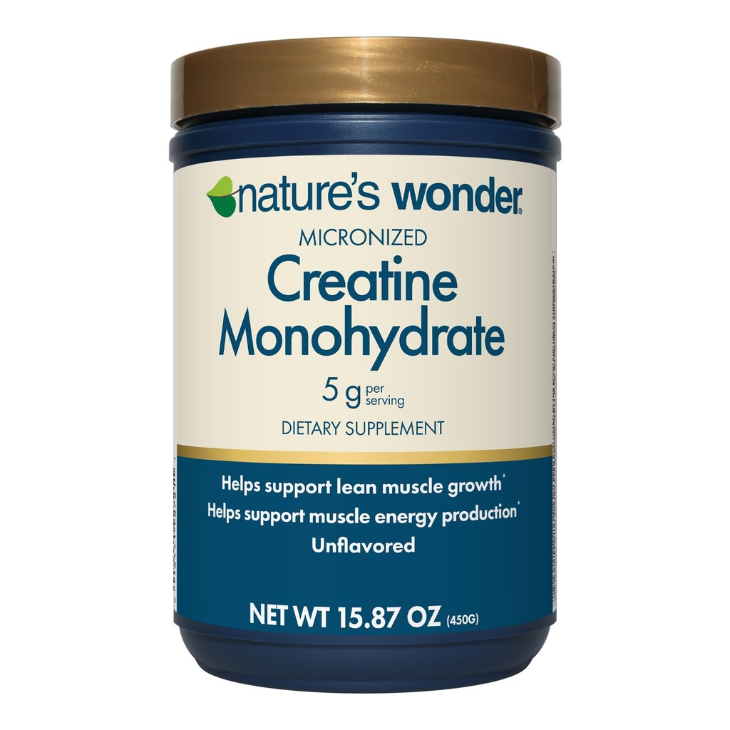 성격의 경이 Micronized 크레아틴 Monohydrate 분말 5g의 근육 건강, 근육 에너지 생산, Lactose 없음, 서빙 당 Micronized 크레아틴 분말의 5g, 450G, 90 서빙
