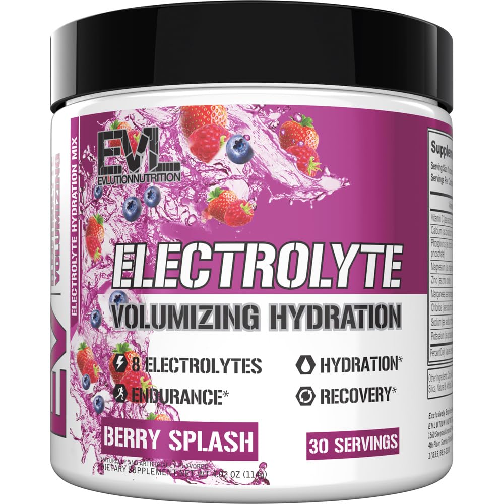 Evlution Ultimate Electrolytes Powder Hydration Drink - 8 키 Electrolytes 및 산화 방지제와 빠른 Replenishing Hydration Powder Drink Mix - Vegan Gluten Free Keto Friendly Blend (베리 스플래시)