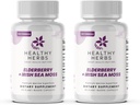 건강한 허브 Wildcrafted Elderberry Sea Moss 캡슐 | 2600mg 아일랜드어 Sea Moss + Elderberry Essentials Blend | US-Made, Vegan, Non-GMO, Easy-Swallow (2-Pack)