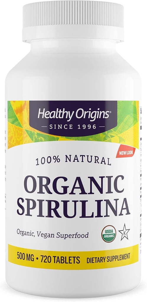 건강한 근원 유기 Spirulina 500 Mg (Organic는, 증명된 Kosher, 자연적인, 비 GMO, 글루텐 해방합니다, Vegan Superfood), 720의 정제
