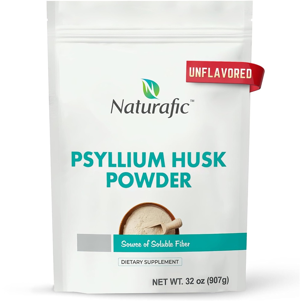 Psyllium Husk Powder Unflavored – Bowel Regularity & Gut Health의 소화 섬유 보충 – Non-GMO, Gluten-Free, Vegan, Keto Friendly – 32oz