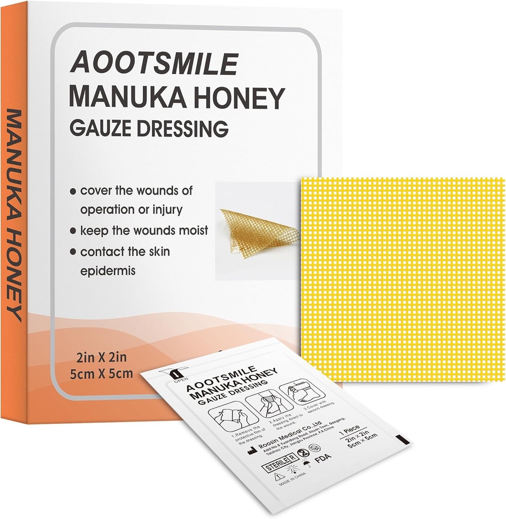 Manuka 꿀 부상 치료 - 꿀 부상 드레싱 2 "x 2" 꿀 의료 붕대 부상 치료 헝겊 조각, 컷, 매운 치유, 10 PC에 대 한 확장 및 화상