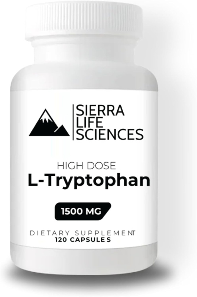 1500mg High Dose L-Tryptophan Max in Easy-to-Swallow Capsules | 글루텐 프리, 비 GMO | 40 인분 (싱글)