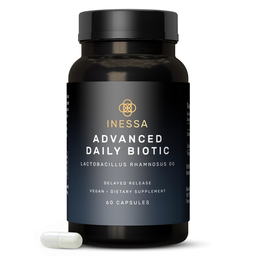 Inessa Daily Biotic - Delayed Release Technology와 여성 소화 건강을위한 Probiotics - 10 억 CFU가있는 고급 Probiotic - Lactobacillus Rhamnosus Strain 60 남성 및 여성을위한 Vegan 캡슐