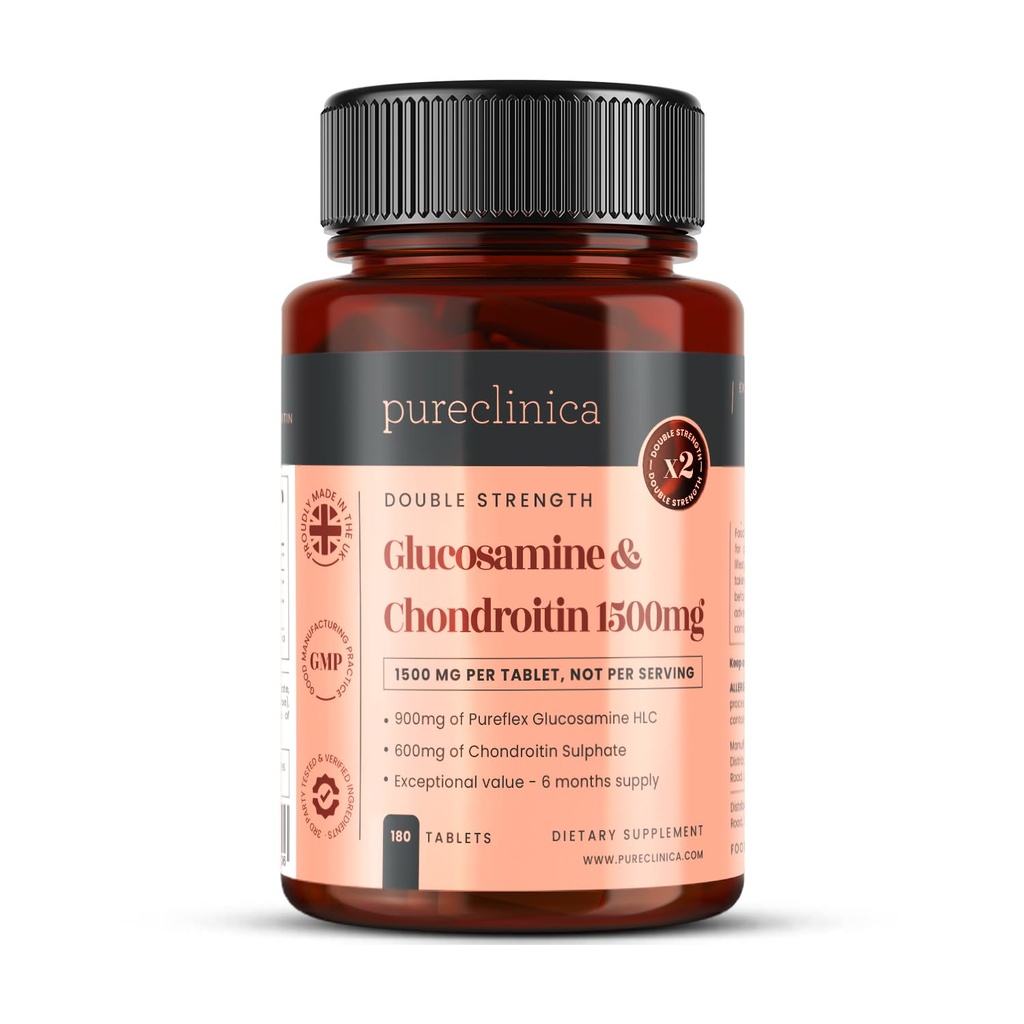 순수한 진료소 고강도 1500mg 글루코사민 HCL & Chondroitin x 180 정제