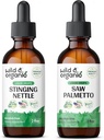 야생 & 유기 Stinging Nettle 루트 Tincture 2 fl oz & Saw Palmetto Tincture 2 fl oz