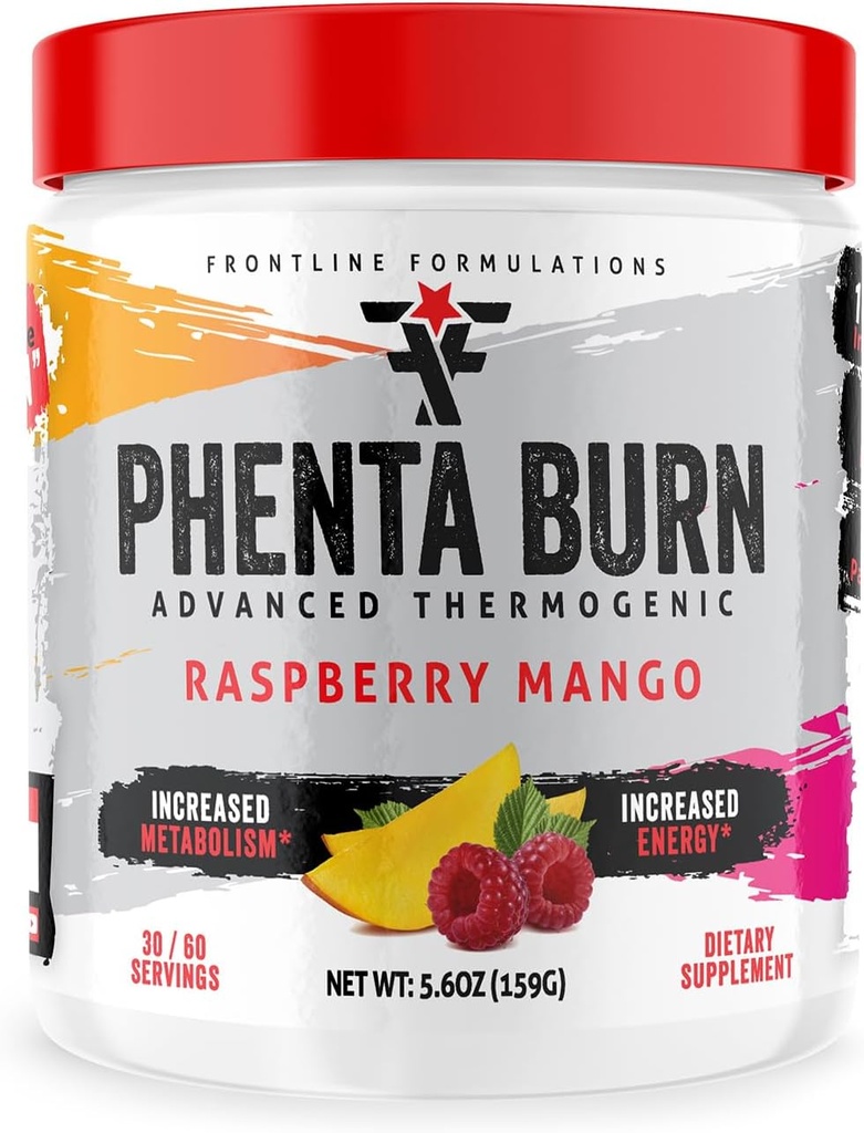 Phenta Burn, 증가 에너지 및 내구시간, 놀라운 맛, 수의 소유 및 운영하는 (60의 서빙, 라즈베리 망고)