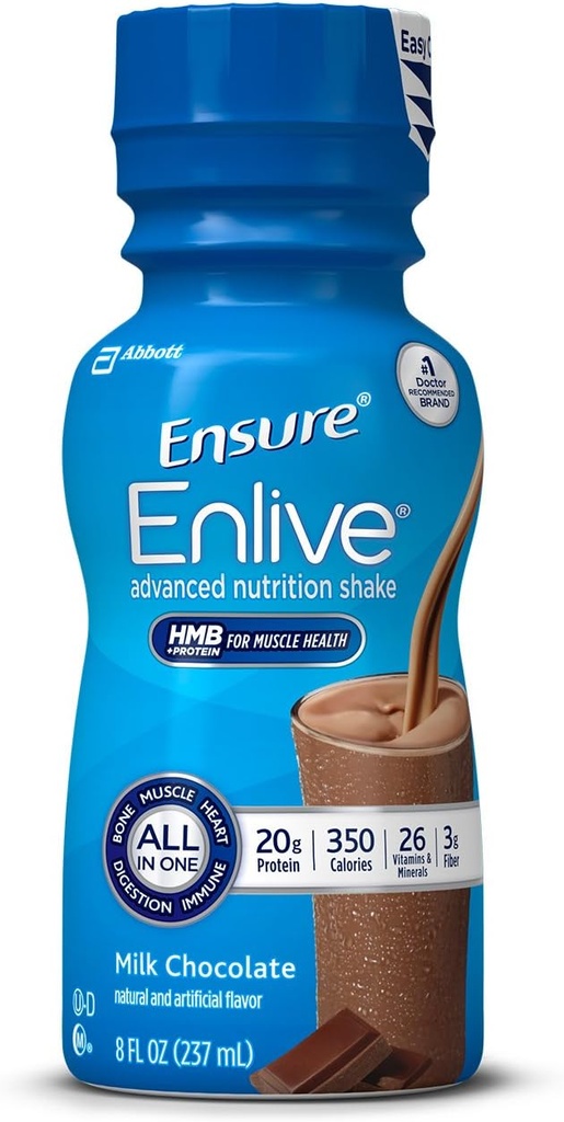 Ensure Enlive 고급 영양 20 그램의 단백질, 식사 보충 쉐이크, 우유 초콜렛, 8 fl oz, 16 조사를 가진 Shake
