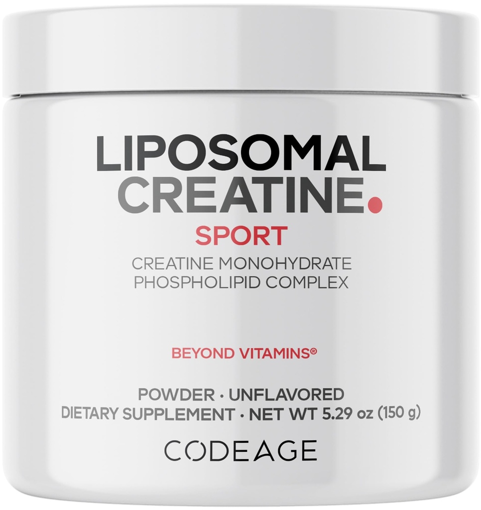 Codeage Liposomal 크레아틴 분말 보충교재, 순수한 크레아틴 Monohydrate 5000mg의 전 운동 & 포스트 운동 - Unflavored 크레아틴, Micronized 크레아틴 분말 - 스포츠를 위한 크레아틴 - 30의 서빙