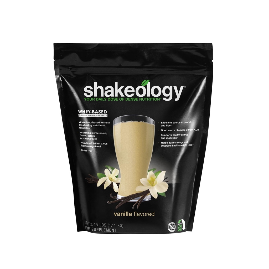 Shakeology Whey Protein Powder Blend - 글루텐 무료, 슈퍼 푸드 단백질 비타민과 미네랄을 함유한 쉐이크 - 건강한 체중 감량, 린 근육 지원, Gut Health - Vanilla, 30 인분 지원