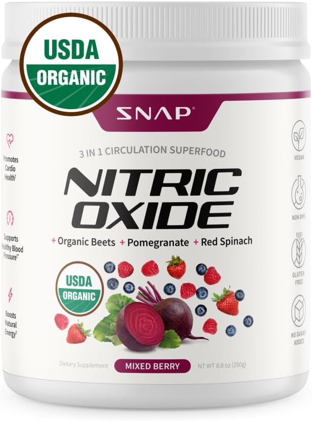 황급한 보충교재 USDA 유기 소금 뿌리 분말, 3-in-1 Nitric 산화물 보충교재, 지원 건강한 혈압 및 혈액 순환, 250g (Mixed Berry)