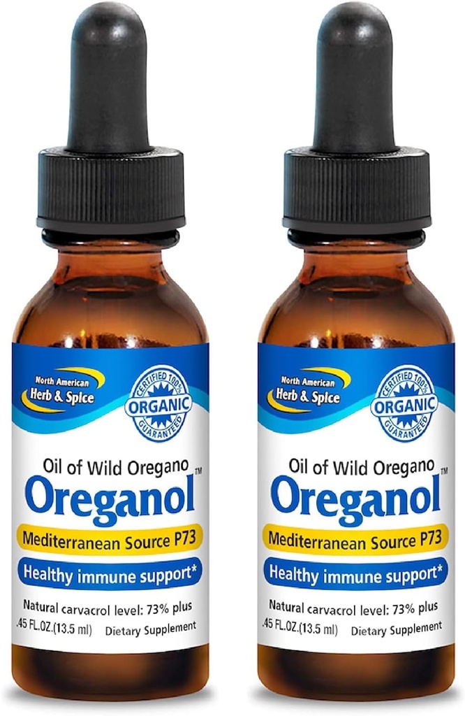 NORTH AMERICAN HERB & SPICE Oreganol - 0.45 fl oz, 2 팩 - Unprocessed, 야생, 유기 Oregano 오일 - 지중해 소스 P73 - Non-GMO - 388 총 서빙