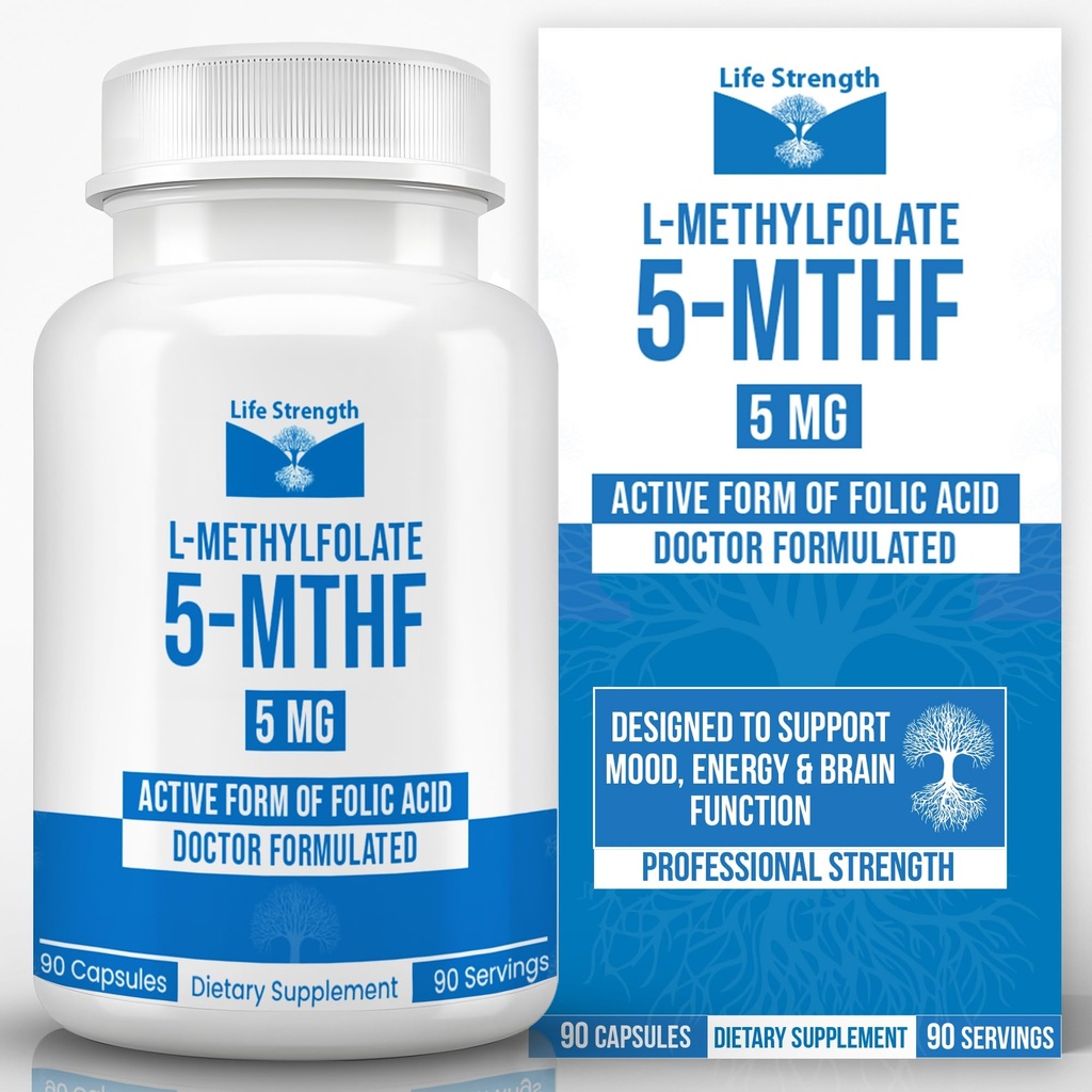 L-Methylfolate 5 MG, 낙관된 & 높게 생물 활성 메틸 Folate, Mood와 Immune 지원을 위한 5-MTHF 보충교재, 에너지, 비 GMO & 글루텐 자유로운, 90의 캡슐을 위한 자연적인 규정식 보충교재