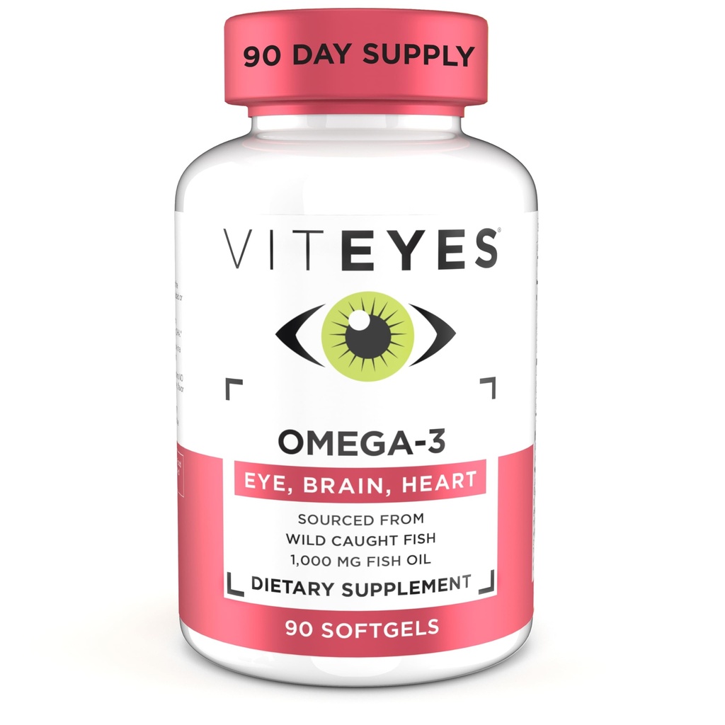 Viteyes Omega-3 Vision 건강 보충교재, EPA & DHA 부유한 규정식 보충교재, 90 Softgels