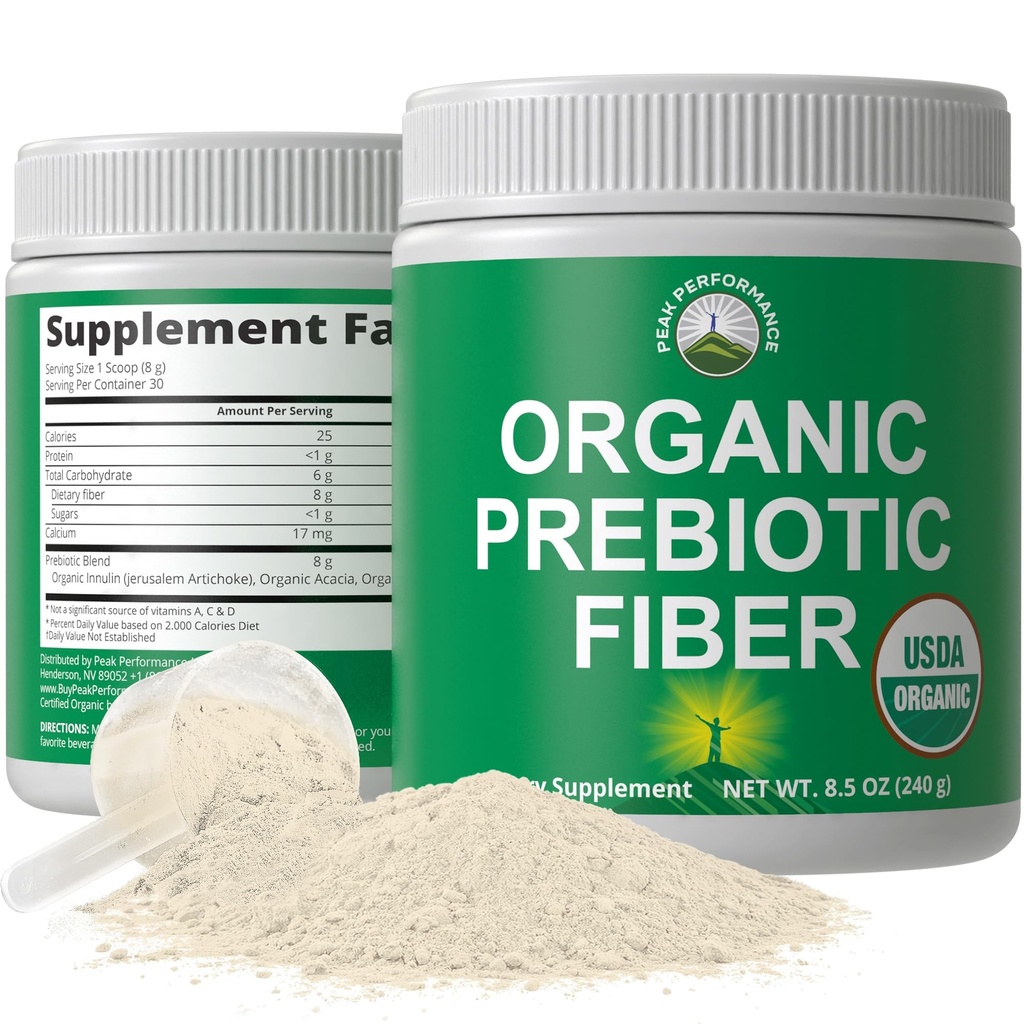 Gut 건강을 위한 Vegan 분말3에서 유기 Prebiotic 섬유. USDA 유기 익지않는 전체적인 음식 식물 유기 Inulin (Jerusalem Artichoke), Acacia 섬유, SunFiber를 가진 근거한 Prebiotics 소화 보충교재