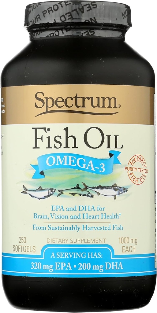 스펙트럼 Softgels, 생선 기름 Omega-3, 1000 mg, 250 조사