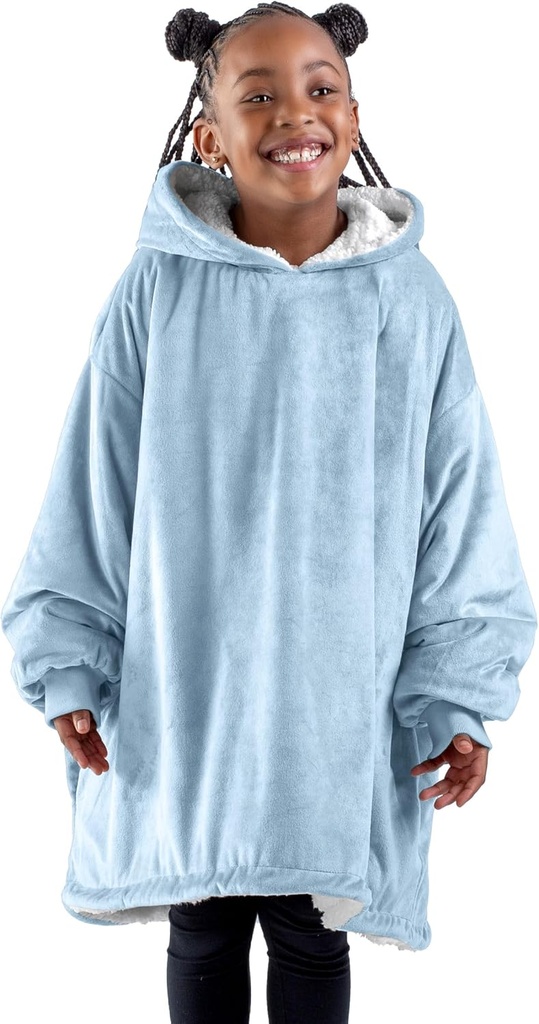 Bare Home Wearable Blanket Hoodie - Soft Plush Sherpa - 따뜻하고 코지 - 대형 착용 할 수있는 담요 - 성인 및 키즈 크기