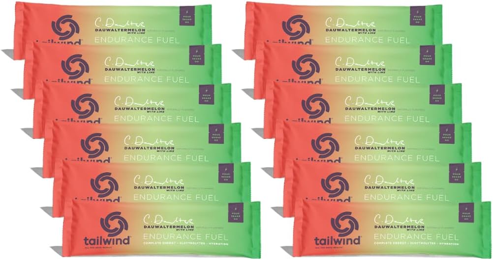 꼬리바람 영양 내구시간 연료, 횡령 및 이동 스포츠 음료 분말은 Electrolytes, Non-GMO, Soy, Dairy 및 글루텐, Vegan-Friendly, Dauwaltermelon, 12의 팩과 섞습니다