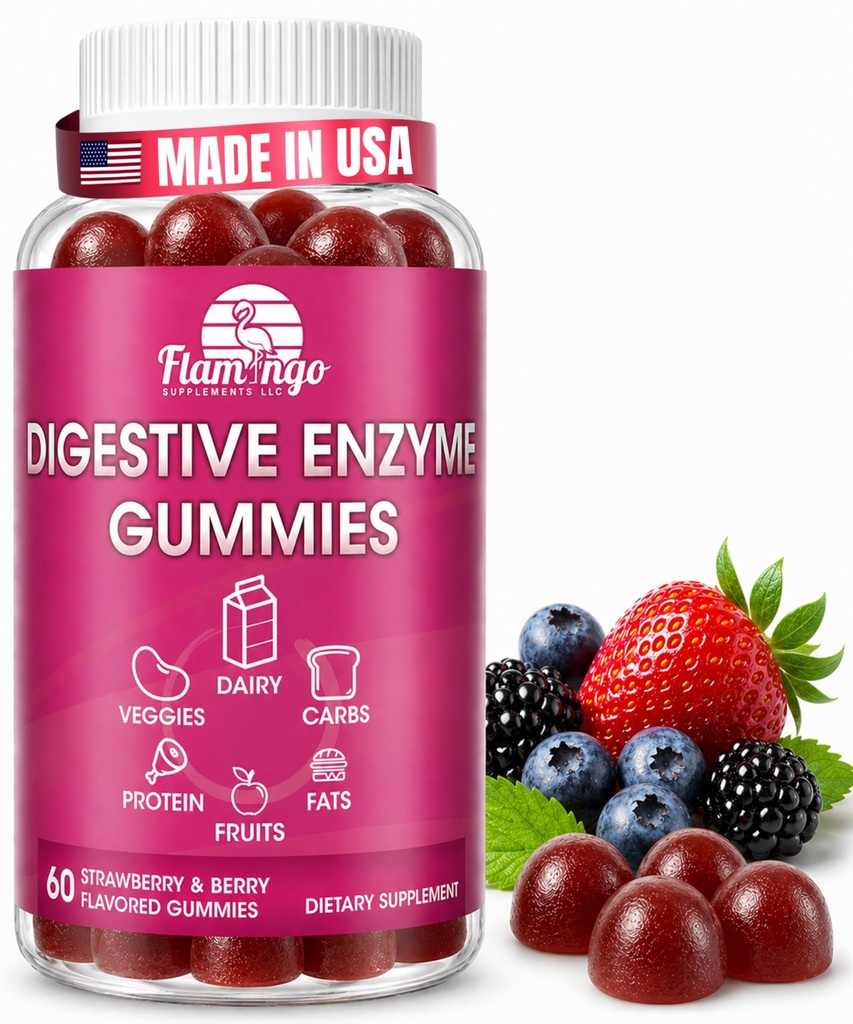 소화 Enzymes Chewable Gummies : 식품 Intolerance, Debloat 및 Digest Dairy, Carbs, Veggies, Protein, Fruit -Amylase Protease Lipase Lactase- Naturally flavored Vegan Gummies에 도움이됩니다. 60 조사
