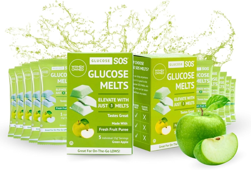 포도당 SOS는 Dextrose 분말 자연적인 과일 Puree 설탕, 포도당 탭, 스포츠 보충교재, 녹색 애플의 10 개인적인 15g 서빙을 가진 빠른 임시 정제로 만들었습니다