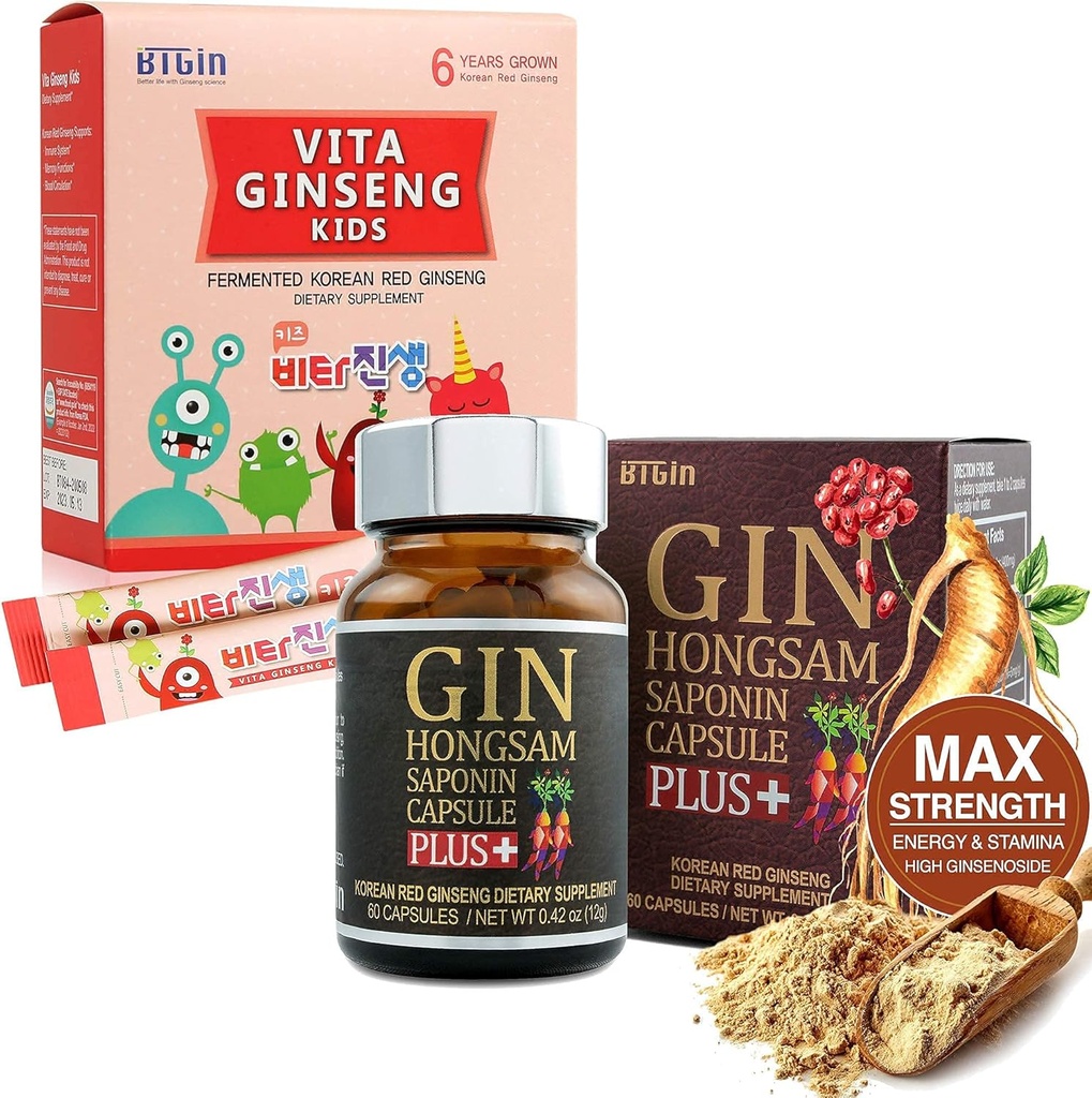 Gin Hongsam Saponin 캡슐 플러스 + VITA Ginseng 아이 프리미엄 번들
