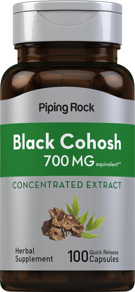 피핑 록 블랙 코호쉬 루트 추출 | 700 mg | 100 캡슐 | 농축 | Non-GMO, 글루텐 프리 보충