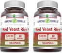서빙 캡슐 보충 당 놀라운 수식 빨간 효모 밥 1200mg | Non-GMO | 글루텐 무료 | 미국에서 제작 (120 개 | 2 팩)