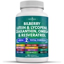 Bilberry Lutein & Zeaxanthin Lycopene Resveratrol 포도씨 Astaxanthin를 가진 새로운 AGE 눈 건강 비타민 - 60 조사