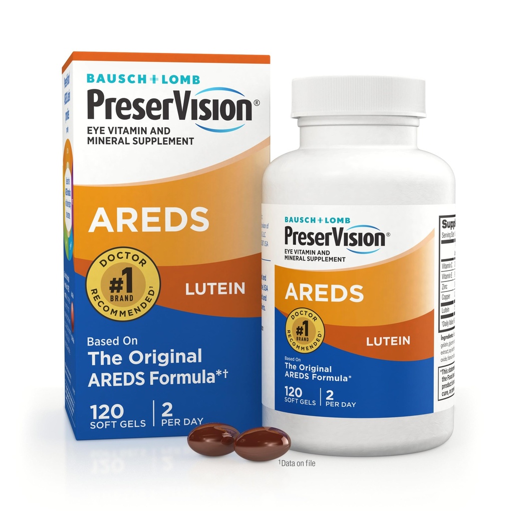 PreserVision AREDS Eye Vitamins, #1 Eye Doctor Lutein, 비타민 C 및 E, 아연 및 구리 보충제, 120 Softgels를 가진 추천 브랜드, Multivitamin