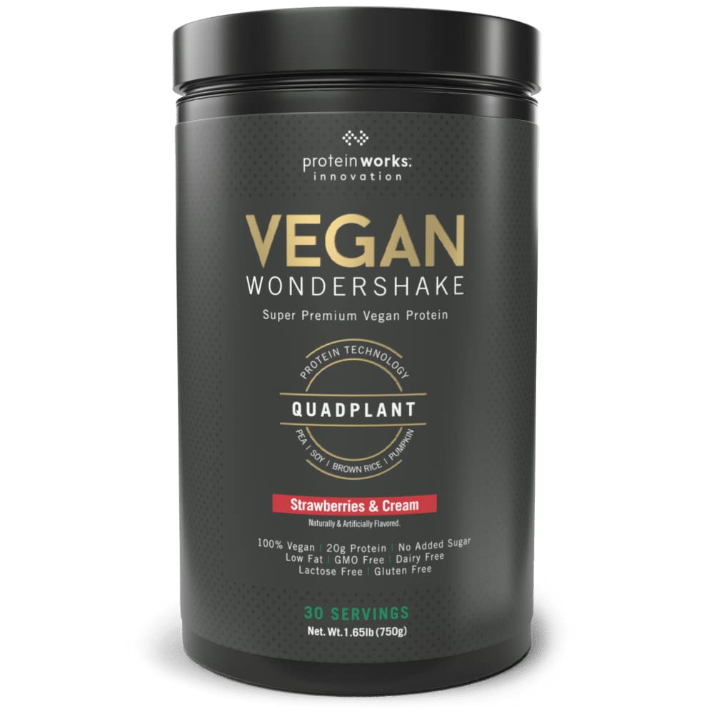 Protein Works - Vegan Wondershake | Vegan Protein Shake | 슈퍼 스무스, 놀라운 맛 | 30 인분 | 딸기 & 크림