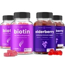 NutraChamps Biotin Gummies (2 팩) 및 Elderberry Gummies (2 팩) 4 팩 번들