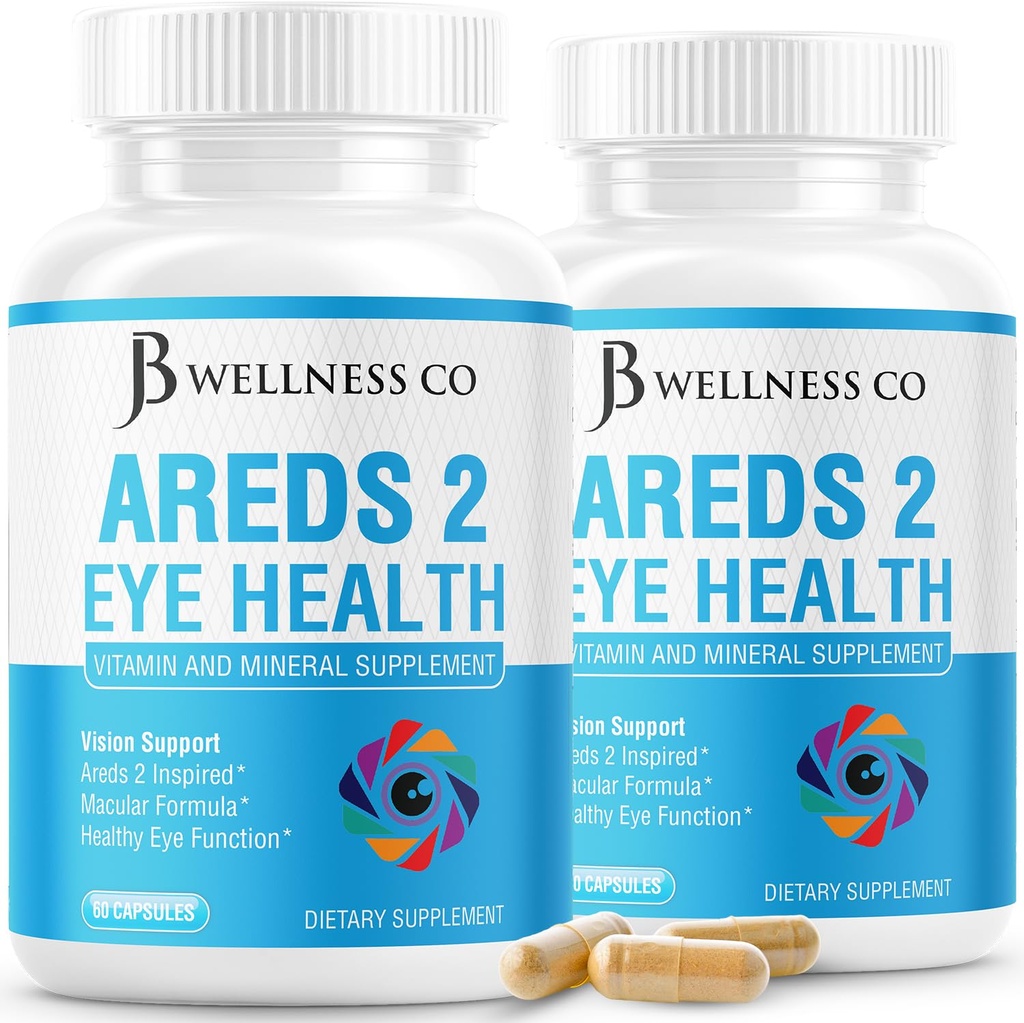 JB Wellness AREDS 2 Eye Vitamin & Mineral Supplement, Lutein, 비타민 C, Zeaxanthin, 아연 및 비타민 강화 비전 보충 - 120 개