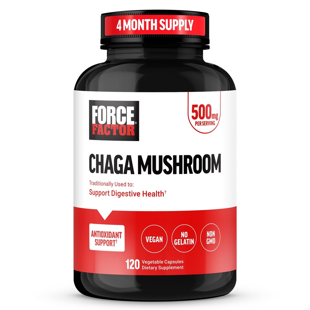 FORCE FACTOR 차가 버섯 캡슐, 버섯 보충은 진짜 버섯, 채식주의자, 비 GMO, 120의 캡슐에게서 만드는 Gut 건강과 소화를, 지원하기 위하여 보충합니다