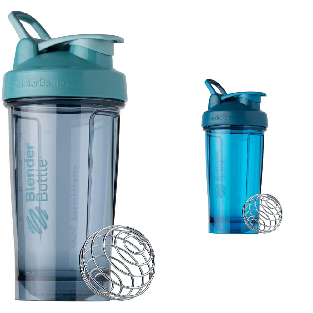 BlenderBottle Shaker Bottle Pro 시리즈 단백질 쉐이크 및 사전 운동, 24Ounce, Cerulean Blue 및 Ocean Blue에 적합합니다.