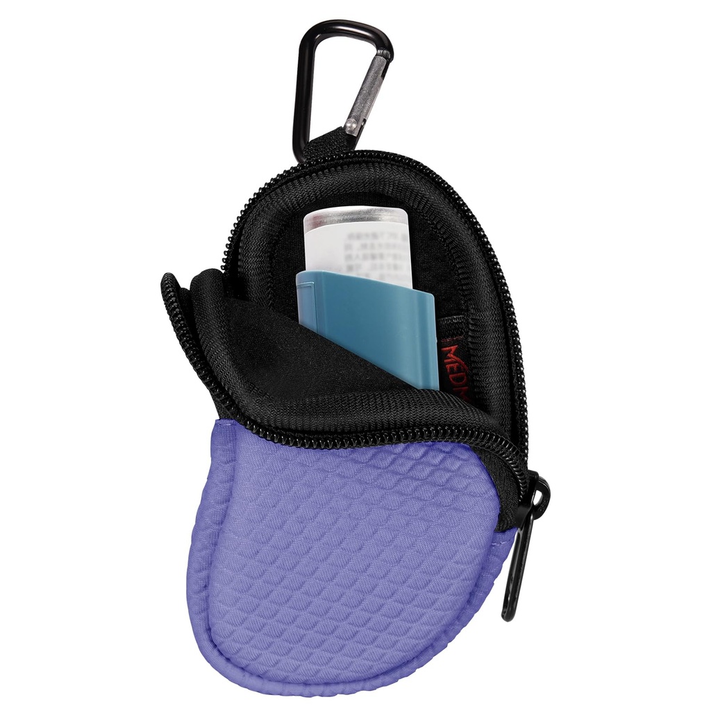 내 오프 렌 Asthma Inhaler 홀더, 보호 휴대용 여행 Handy Holster, Carabiner 클립과 메쉬 포켓 내부, Inhaler 포함되지 않은 (케이스 전용) (Violet)