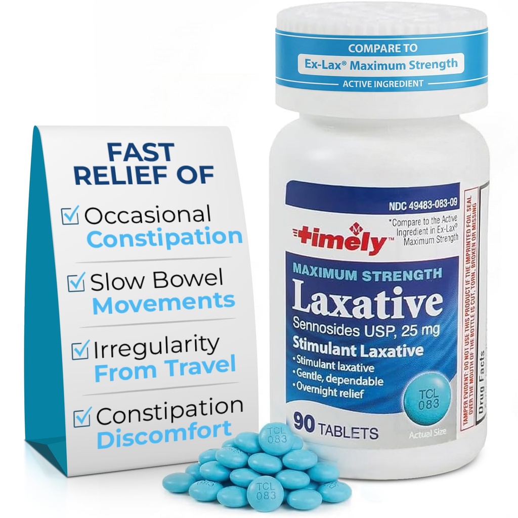 시간 모자 LABS, INC. 적시 - 최대 Laxatives - 90 최대 힘 정제 - 25mg Sennosides Laxative - Occasional 변비 완화, 변비 빠른 행동을 위한 제일 Laxatives