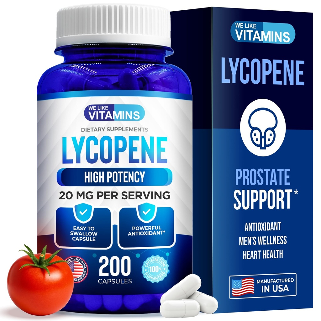 우리는 남자를 위한 비타민 Lycopene 보충교재 같이 - 서빙 당 Lycopene 20mg - 200의 캡슐 - Immune 체계와 전립선 건강을 지원하는 최고 산화 방지제