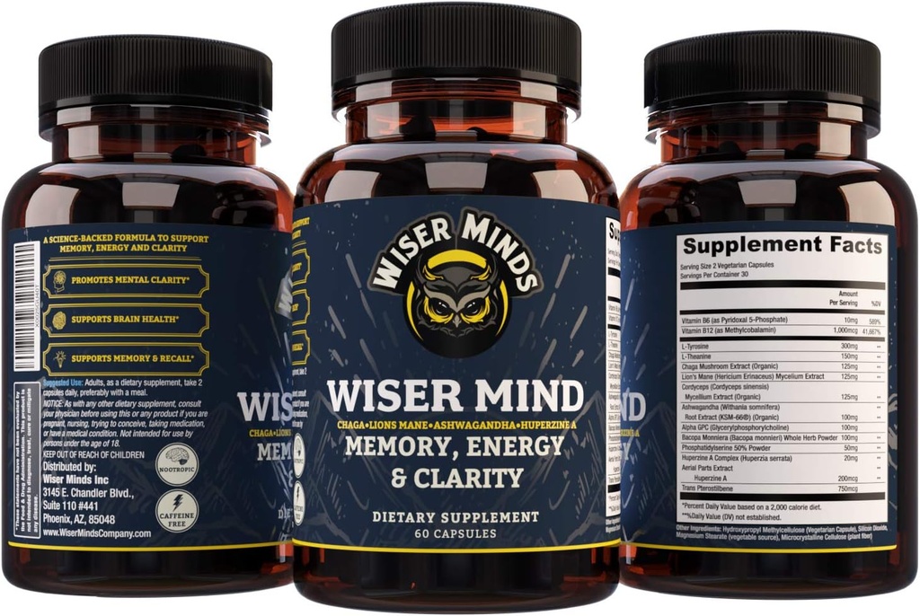 Nootropic | Memory, Focus, Mental Clarity 보충 | 사자 Mane Ashwagandha