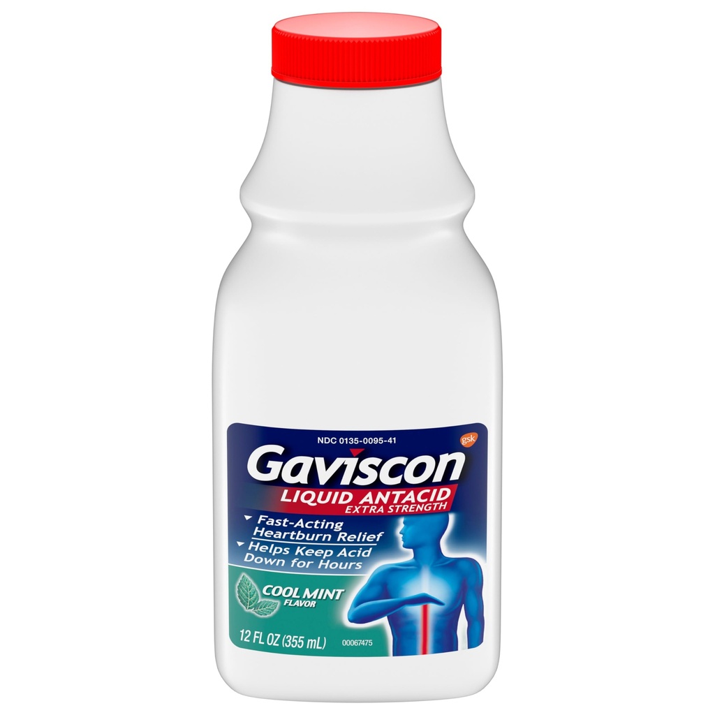 Gaviscon 여분 힘 빠른 행동을 위한 차가운 Mint 액체 Antacid Heartburn 안전, 12 온스