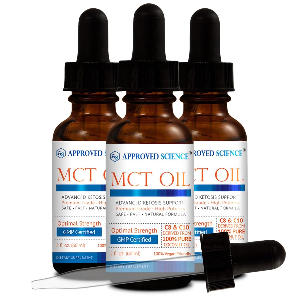 공인 과학 ® MCT 오일 - 순수 중형 체인 트리글리세라이드 (MCT) 오일은 Caprylic Acid (C8) 및 Capric Acid (C10) - Vegan, 60 ml - 3 팩