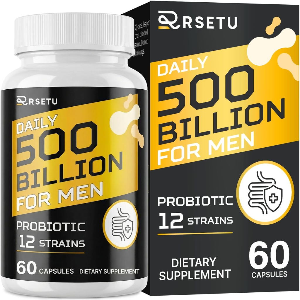 남성, 500 억 CFUs & 12 딸기, Goji, Digestive Health, Gut, Bloating & Gas, Immune, Energy Support, 30 일 공급을위한 Probiotics