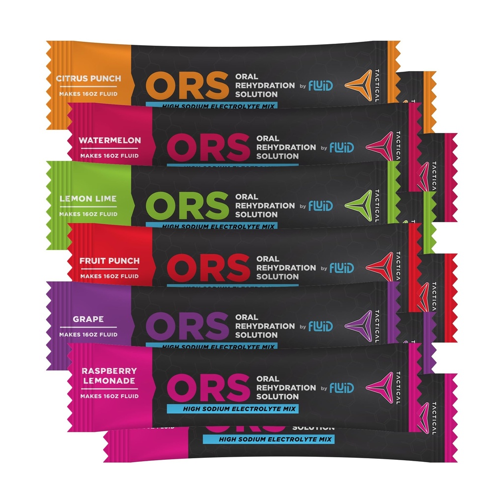 유체 전술 - ORS Extreme Dehydration Electrolytes, 6-Flavor 다양한 팩 | 12 개 스틱 팩
