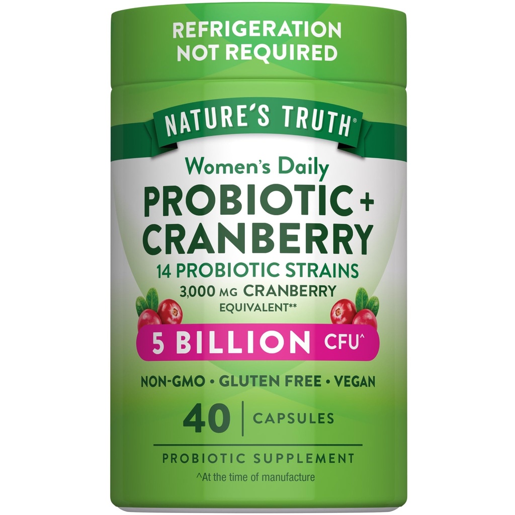 여성을 위한 자연의 진실 프로바이오틱스 | 5억 CFUs Daily | 40 Vegetarian Capsules | Cranberry | Non-GMO & Gluten Free | 냉동 필요 없음