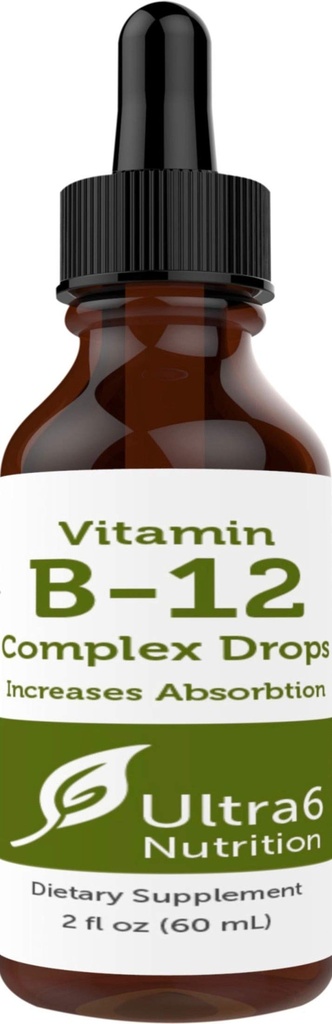 Ultra6 영양 비타민 B12 하위 언어 액체 낙하 - B12 Methylcobalamin 보충 에너지 & 피로를 위해 중대한 - 여성 & 남자를 위한 비타민 B 보충교재 - 90 일 공급