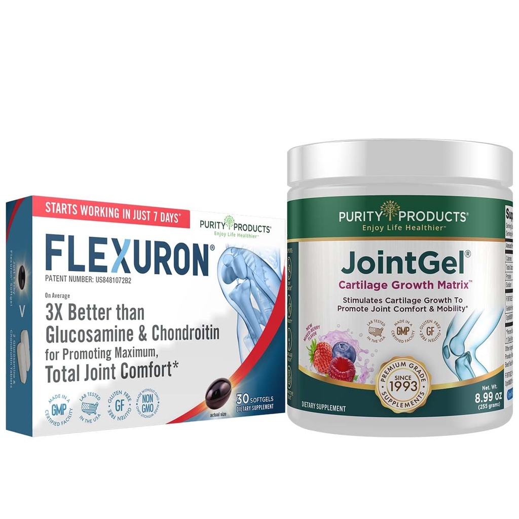 순수성 제품 Flexuron 합동 공식 + 합동 젤 Flexuron (Krill 기름, 낮은 분자량 Hyaluronic 산, Astaxanthin) - 합동 젤 베리 분말 (Bioactive 교원질 펩티드 + MSM)